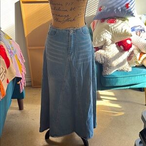Blue Denim Maxi Skirt